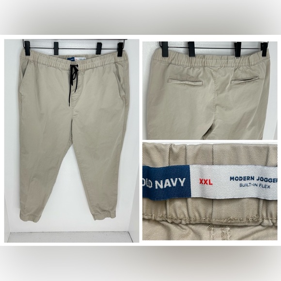 Old Navy Modern Jogger Pants Mens XXL Khaki Elastic Waist Built-In Flex 38x27.5 - Picture 1 of 15